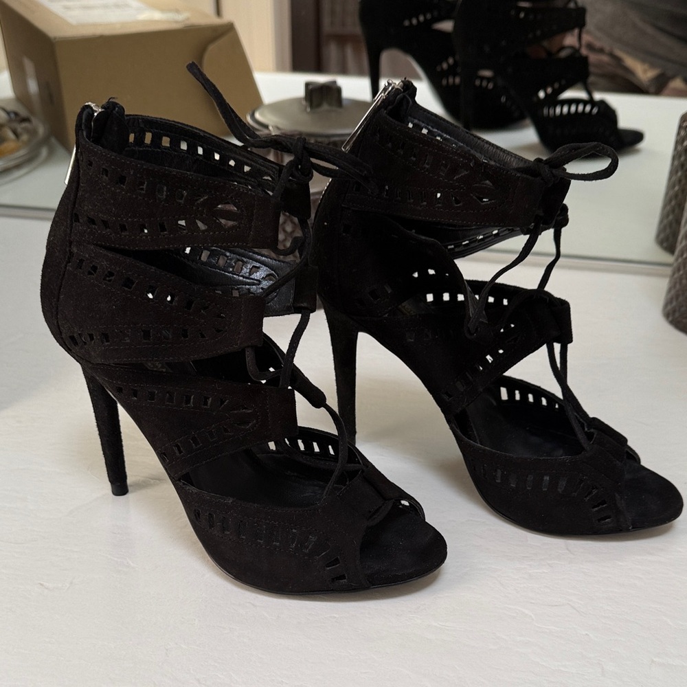 Zara Elegant Black Cut-Out Heels